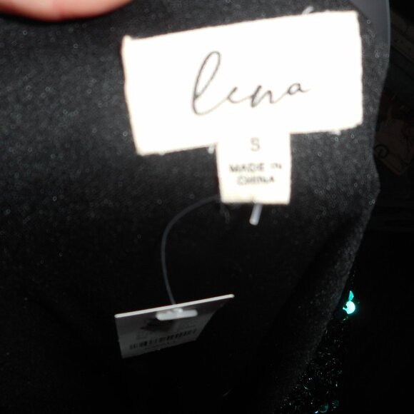 NWT Holiday New Years Emerald Green black Full Sequin Dress, Small - Picture 7 of 8